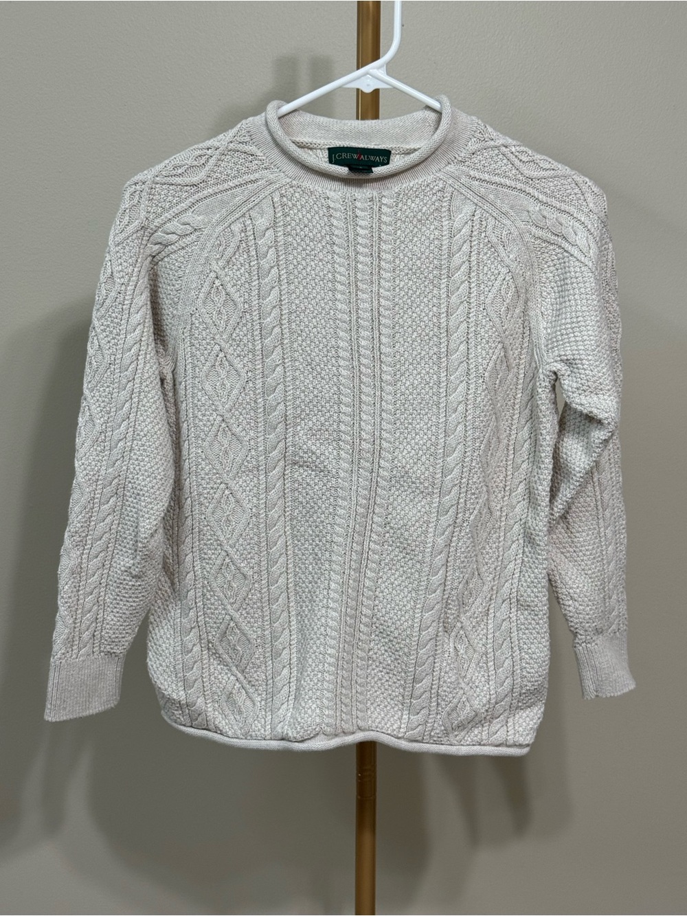 Kids J.Crew Always cotton beige cable knit sweater